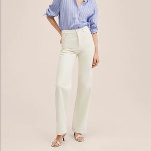 Mango High Waist Wide Leg Ecru Jeans